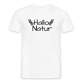 Hallo Natur, Frühlingsdesign, Frühlingsgruß - Männer T-Shirt - Weiß - Vorne - AI Model Male 178 dark (178cm)