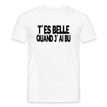 t'es belle quand j'ai bu - T-shirt homme - blanc - Devant - AI Model Male 178 dark (178cm)