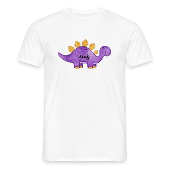 Geburtstagsaufdruck Dino lila - Männer T-Shirt - Weiß - Vorne - AI Model Male 178 dark (178cm)