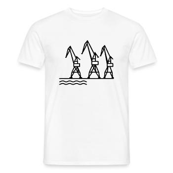 Architecture minimaliste de grue Szczecin - T-shirt homme - blanc - Devant - AI Model Male 178 dark (178cm)