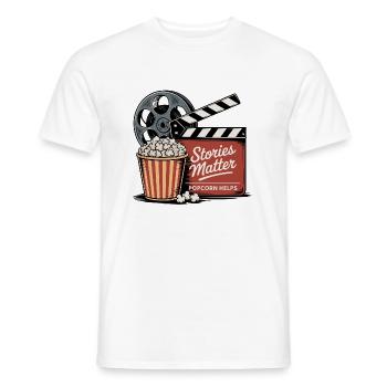 Stories Matter, Popcorn Helps - Men's T-Shirt - white - Front - AI Model Male 178 dark (178cm)