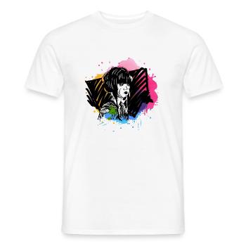 Hand drawn geisha with paint splatter - Men's T-Shirt - white - Front - AI Model Male 178 dark (178cm)