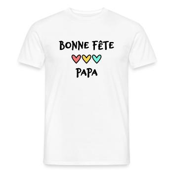 FÊTE DES PÈRES.BONNE FÊTE PAPA. PAPA. BONNE FÊTE - T-shirt homme - blanc - Devant - AI Model Male 178 dark (178cm)