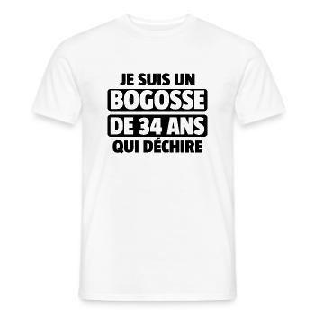 bogosse de 34 ans / cadeau homme de 34 ans - T-shirt homme - blanc - Devant - AI Model Male 178 dark (178cm)