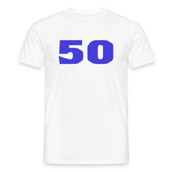 50. 50 YEARS. 50th ANNIVERSARY. 50TH ANNIVERSARY. - Men's T-Shirt - white - Front - AI Model Male 178 dark (178cm)