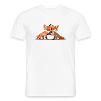 Low-poly Fox Cubs - Männer T-Shirt - Weiß - Vorne - AI Model Male 178 dark (178cm)
