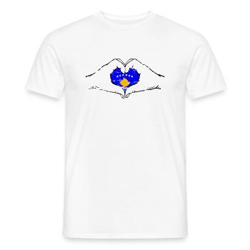 Kosovo Flagge Hände Herzform used - Männer T-Shirt - Weiß - Vorne - AI Model Male 178 dark (178cm)