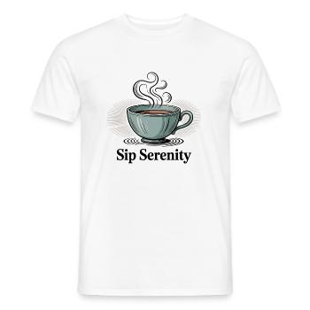 Sip Serenity – Sanfter Morgenzauber - Männer T-Shirt - Weiß - Vorne - AI Model Male 178 dark (178cm)