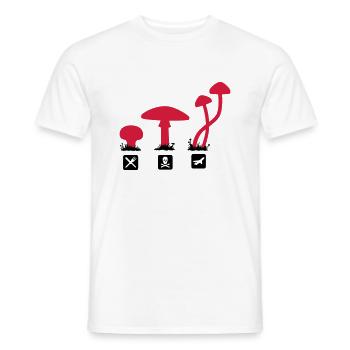 Mushrooms, psilocybin food killing flies - Men's T-Shirt - white - Front - AI Model Male 178 dark (178cm)