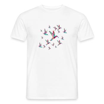coloré, troupeau, illustration, colibri, oiseaux, oiseau, - T-shirt homme - blanc - Devant - AI Model Male 178 dark (178cm)