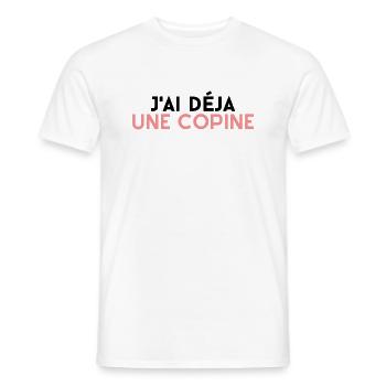 j'ai déja une copine. t-shirt couple jaloux - T-shirt homme - blanc - Devant - AI Model Male 178 dark (178cm)