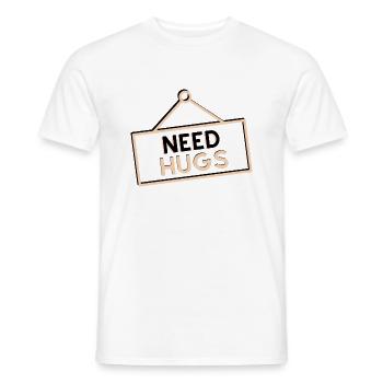 Need Hugs "pancarte" (besoin de câlins) - T-shirt homme - blanc - Devant - AI Model Male 178 dark (178cm)