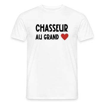 chasseur au grand cœur - T-shirt homme - blanc - Devant - AI Model Male 178 dark (178cm)