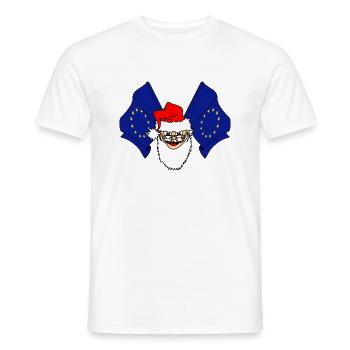 Weihnachtsmann mit zwei EU-Flaggen - Männer T-Shirt - Weiß - Vorne - AI Model Male 178 dark (178cm)