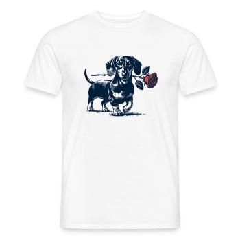 Teckel à la rose - T-shirt homme - blanc - Devant - AI Model Male 178 dark (178cm)
