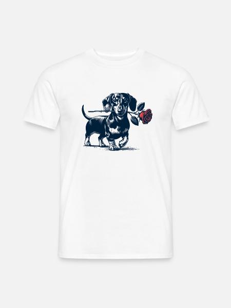 Dachshund with Rose - Men's T-Shirt - white