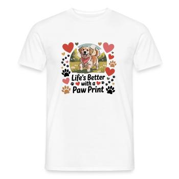 Life’s Better with a Paw Print - Männer T-Shirt - Weiß - Vorne - AI Model Male 178 dark (178cm)