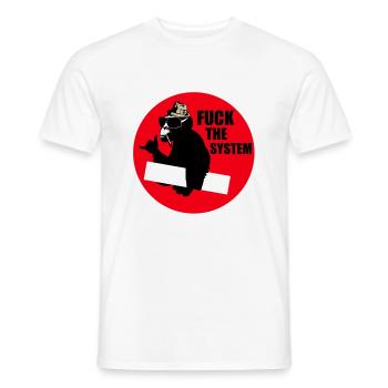 fuck the system - Men's T-Shirt - white - Front - AI Model Male 178 dark (178cm)