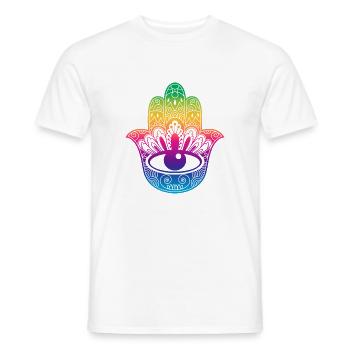 Glückssymbol Hand der Fatima Hippie-Farben - Männer T-Shirt - Weiß - Vorne - AI Model Male 178 dark (178cm)