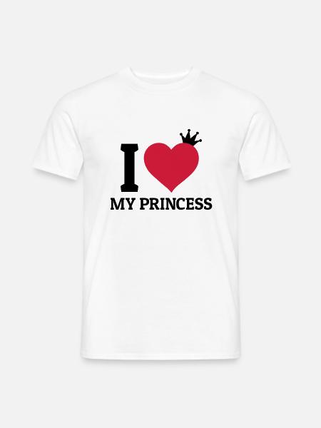 I love my Princess jag älskar min prinsessa - T-shirt herr - vit