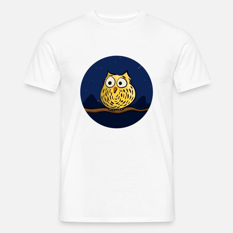 Cute owl at night - Männer T-Shirt - Weiß