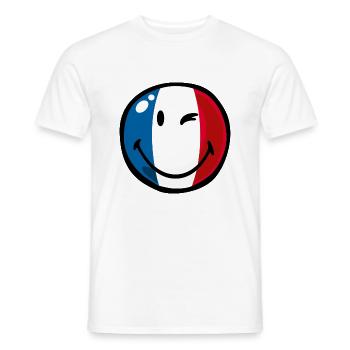 Smiley Flag France - Men's T-Shirt - white - Front - AI Model Male 178 dark (178cm)
