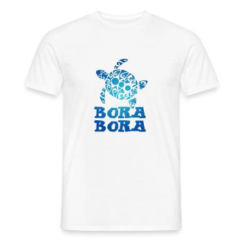 Polynésie Tatto Tribal Tortue Bora Bora Bora - T-shirt homme - blanc - Devant - AI Model Male 178 dark (178cm)