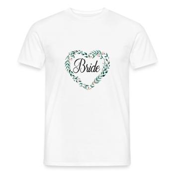 flowerheart_green_bride - Men's T-Shirt - white - Front - AI Model Male 178 dark (178cm)