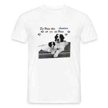 Dog Landseer gift idea - Men's T-Shirt - white - Front - AI Model Male 178 dark (178cm)