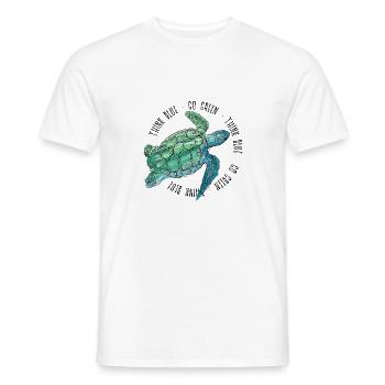 Think Blue Go Green Turtle Save The Ocean - Männer T-Shirt - Weiß - Vorne - AI Model Male 178 dark (178cm)