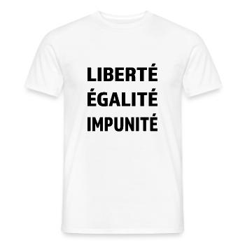 Liberté Égalité Impunité - tshirt - Féministe - T-shirt homme - blanc - Devant - AI Model Male 178 dark (178cm)