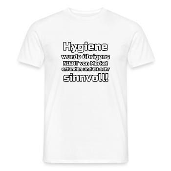 Hygiene Merkel Virus Pandemie Spruch - Männer T-Shirt - Weiß - Vorne - AI Model Male 178 dark (178cm)