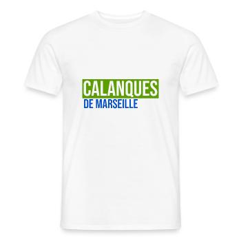 calanques de Marseille Provence paca France sud - T-shirt homme - blanc - Devant - AI Model Male 178 dark (178cm)