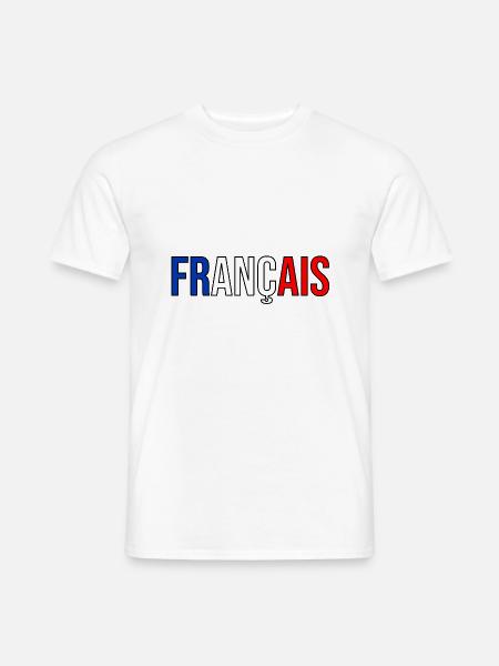Französisches Flaggenlandland blau weiß rotes Logo - Männer T-Shirt - Weiß