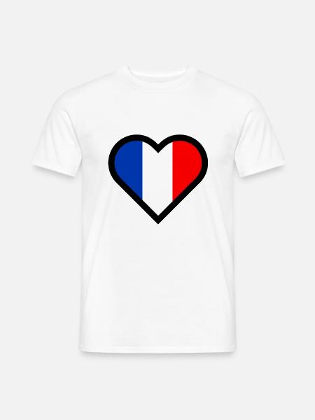 French heart tricolor flag France country love - Men's T-Shirt - white