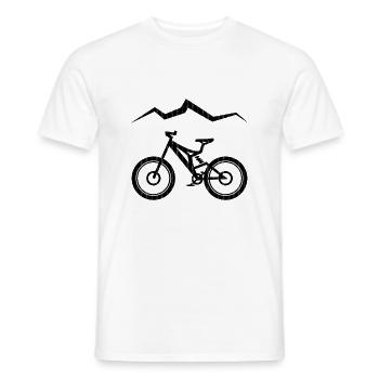 Bicycle - mountain bike - mountains - Men's T-Shirt - white - Front - AI Model Male 178 dark (178cm)