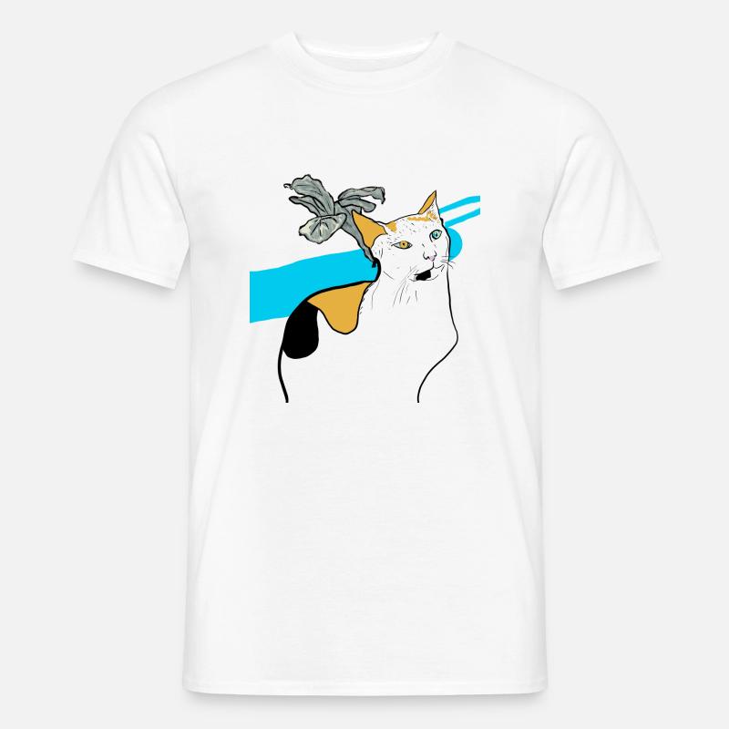 sitzende Katze - Männer T-Shirt - Weiß