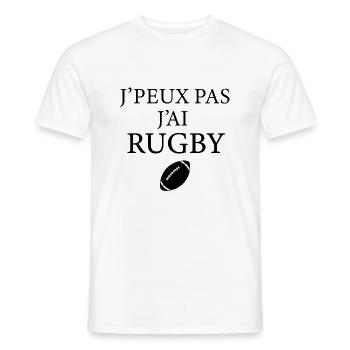 J peux pas j ai Rugby ballon idée cadeau tshirt - T-shirt homme - blanc - Devant - AI Model Male 178 dark (178cm)