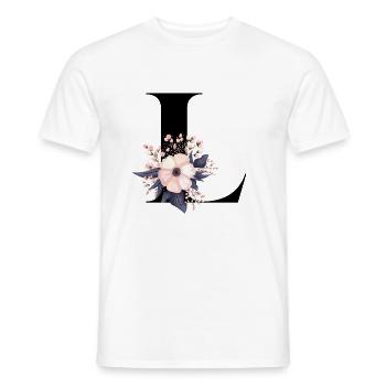 lettre L fleuris - T-shirt homme - blanc - Devant - AI Model Male 178 dark (178cm)