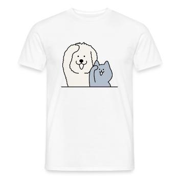 dog and cat - Men's T-Shirt - white - Front - AI Model Male 178 dark (178cm)