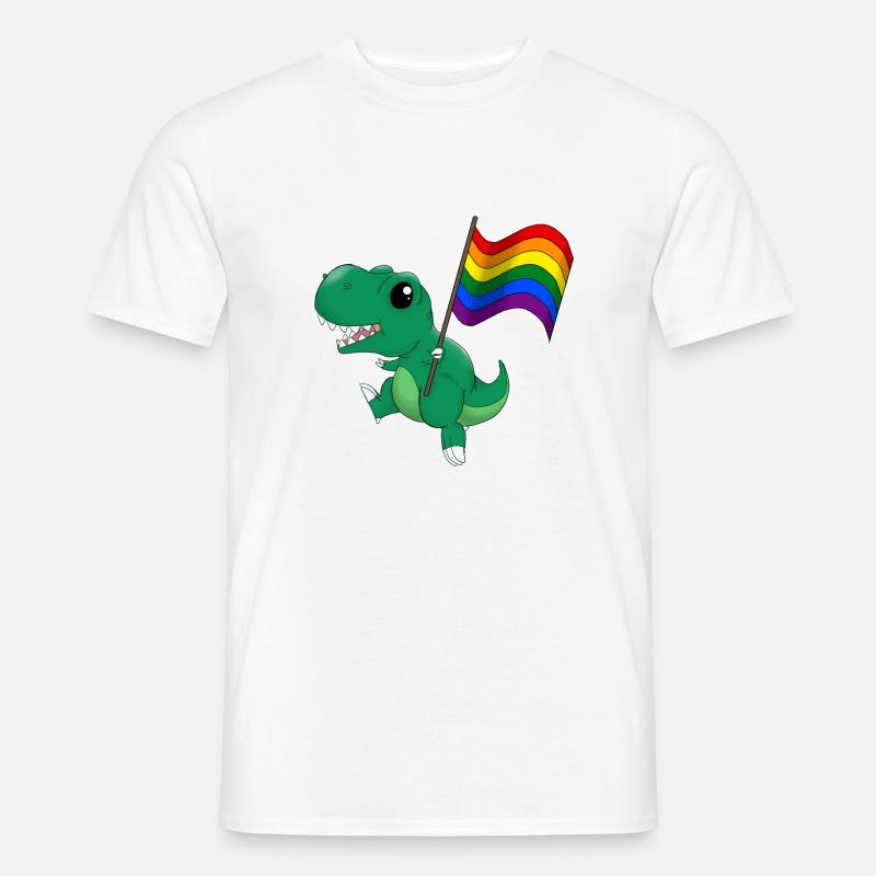 Regenbogen Dinosaurier T-Rex Pride - Männer T-Shirt - Weiß