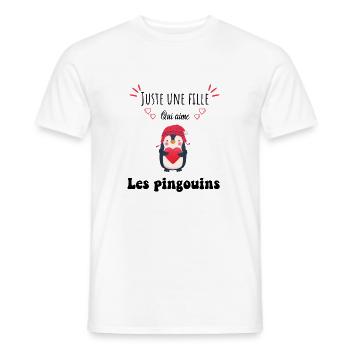 Juste une fille qui aime les pingouins - T-shirt homme - blanc - Devant - AI Model Male 178 dark (178cm)