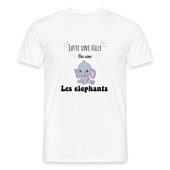 Juste une fille qui aime les éléphants - T-shirt homme - blanc - Devant - AI Model Male 178 dark (178cm)