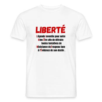 Liberté définition-légende inventée pour notre - T-shirt homme - blanc - Devant - AI Model Male 178 dark (178cm)