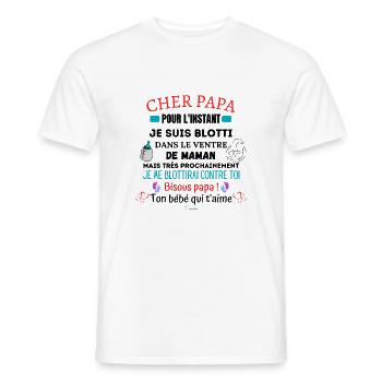 Annonce grossesse - Futur papa - Cadeau Papa -Père - T-shirt homme - blanc - Devant - AI Model Male 178 dark (178cm)