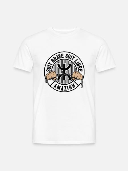 Soit brave, soit libre. Amazigh. - T-shirt homme - blanc