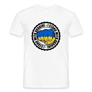 Je soutiens l’Ukraine - T-shirt homme - blanc - Devant - AI Model Male 178 dark (178cm)