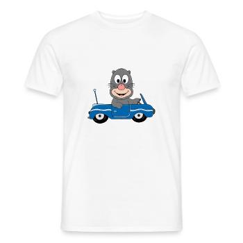 MAULWURF - AUTO - CABRIO - AUTOFAHRER - TIERISCH - Männer T-Shirt - Weiß - Vorne - AI Model Male 178 dark (178cm)