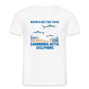 With Dolphins Swimming Dolphin Ocean Sea Mammal - Men's T-Shirt - white - Front - AI Model Male 178 dark (178cm)