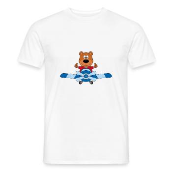 TEDDYBÄR - BÄR - TEDDY - FLUGZEUG - KIND - BABY - Männer T-Shirt - Weiß - Vorne - AI Model Male 178 dark (178cm)